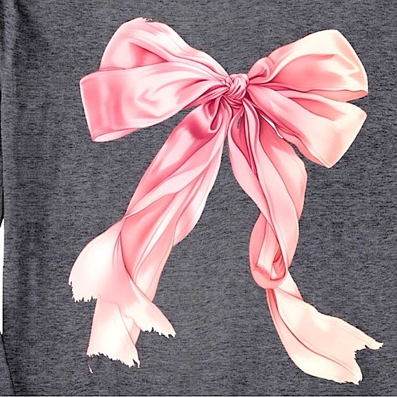 NWOT Long-Sleeve Bow Tee in Dark Heather Grey - Picture 3 of 7